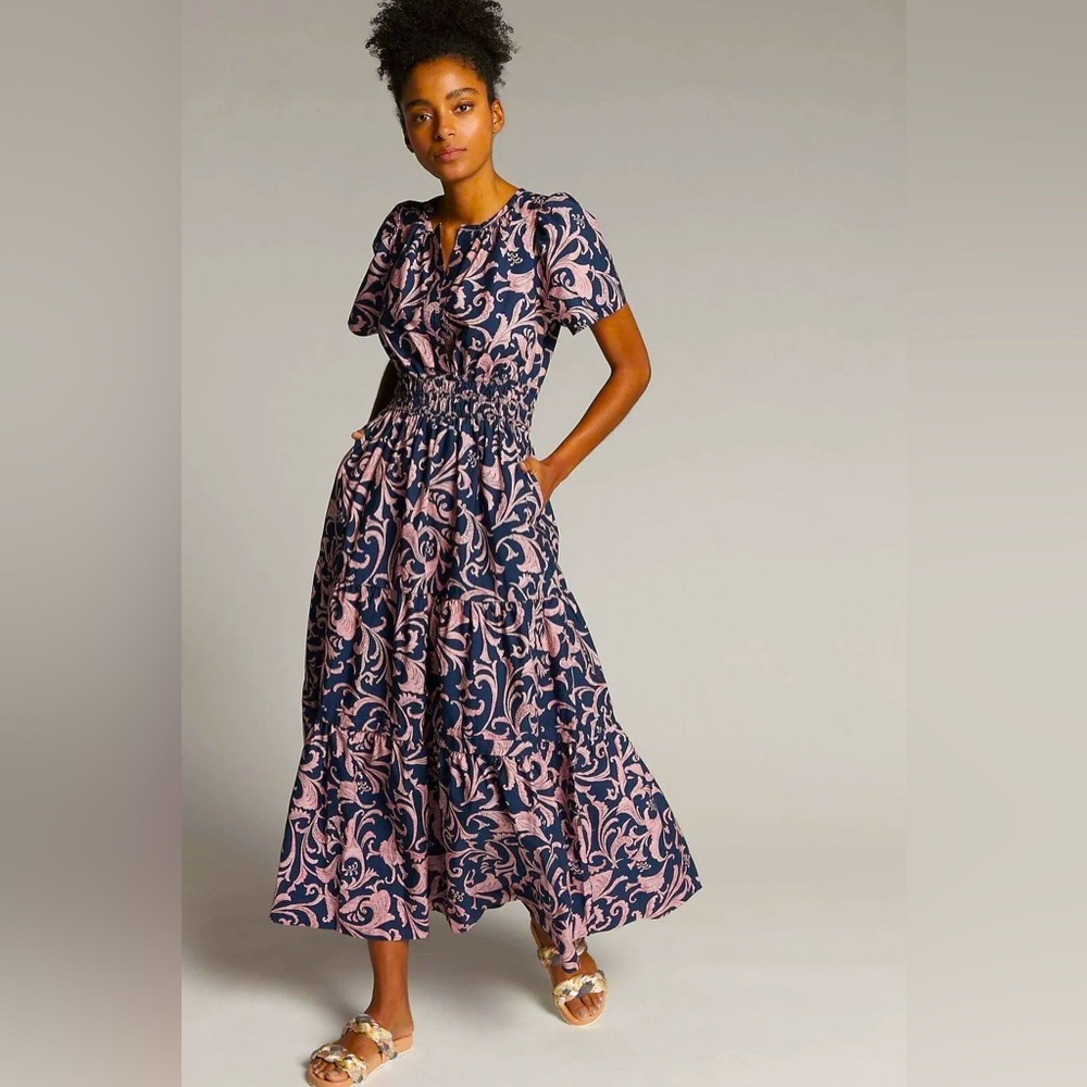 Anthro Somerset maxi dress. Purple and blue pattern